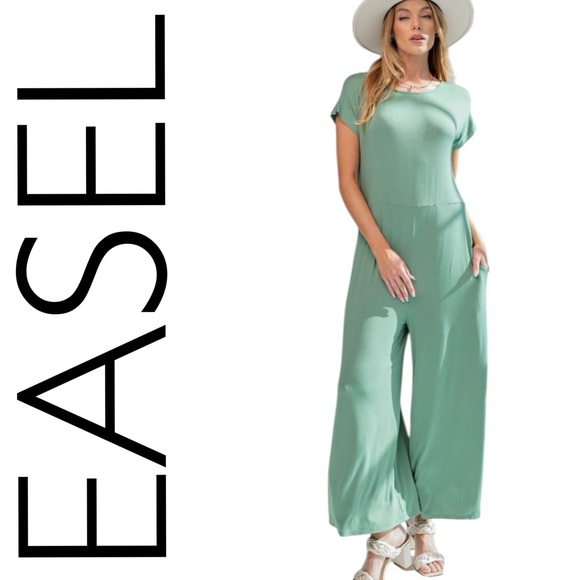 easel Pants - 0190:  EASEL NWT JUMPSUIT SAGE